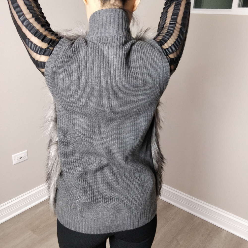 Calvin Klein Faux fur front knit back vest - Picture 9 of 12